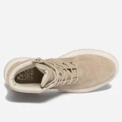 Bottine TEXTO taupe éco-conçue en cuir velours