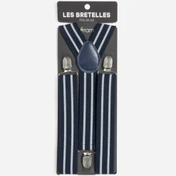 Bretelles élastiquées marine rayées blanc