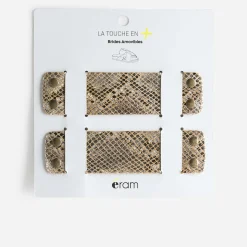 Brides amovibles beiges en cuir effet python doré