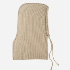 Cagoule beige tricot côtelé