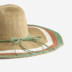 Capeline beige tressée avec rayures tricolores