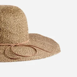 Capeline TEXTO marron et beige effet paille