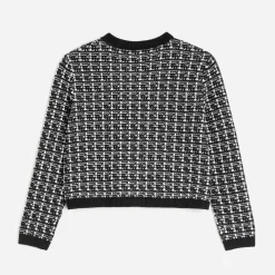 Cardigan noir tricot effet tweed