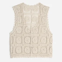 Cardigan sans manches TEXTO beige crochet