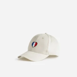 Casquette beige broderie cœur tricolore