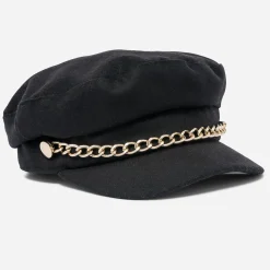 Casquette noire avec galon maxi chaîne