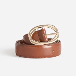 Ceinture cognac double boucle croisée