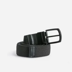 Ceinture réversible noire et marine tressée