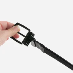 Ceinture réversible noire et marine tressée