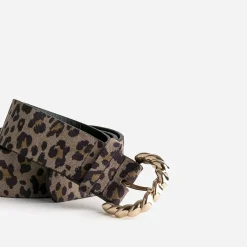 Ceinture taupe effet léopard
