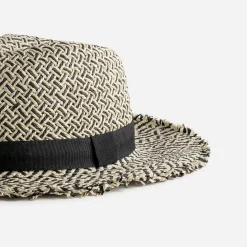 Chapeau TEXTO beige et noir tressé