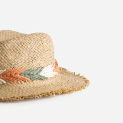 Chapeau TEXTO beige paille papier galon tressé