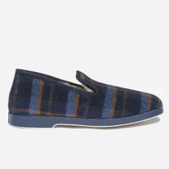 Charentaise marine fourrée à carreaux