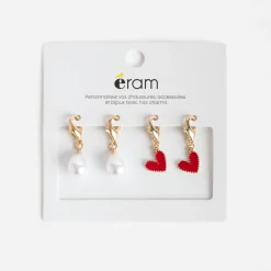 Charms dorés métal cœurs et perles