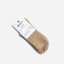 Chaussettes beiges pailletées côtelées