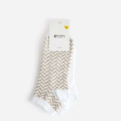 Chaussettes courtes blanches et dorées