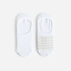 Chaussettes invisibles blanches et à rayures dorées