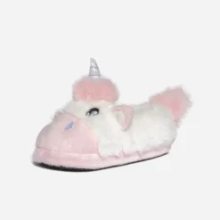 Chausson-licorne blanc et rose