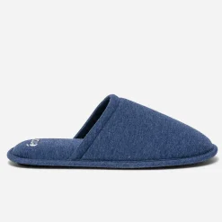 Chausson-mule bleu en textile