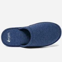 Chausson-mule bleu en textile