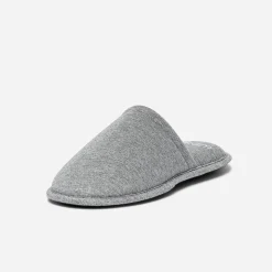 Chausson-mule gris en textile