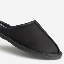 Chausson-mule JACK&JONES noir suédé fourré
