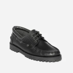 Chaussure bateau noir en cuir