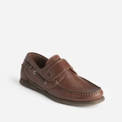 Chaussure-bateau FLUCHOS cognac en cuir à scratch