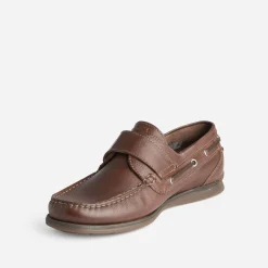 Chaussure-bateau FLUCHOS cognac en cuir à scratch