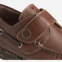 Chaussure-bateau FLUCHOS cognac en cuir à scratch