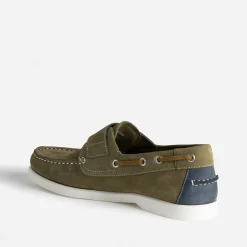 Chaussure-bateau kaki cuir nubuck scratch