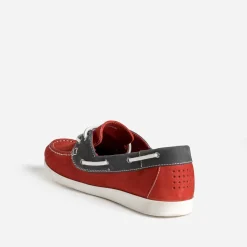 Chaussure-bateau TBS rouge et marine cuir nubuck