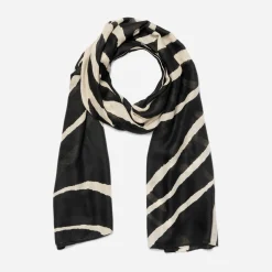 Chèche beige et noir à motif zèbre