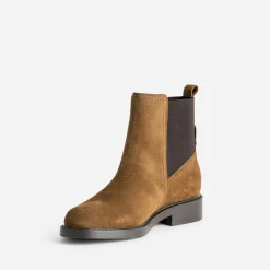 Chelsea boots camel cuir velours