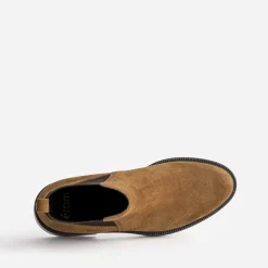 Chelsea boots camel cuir velours