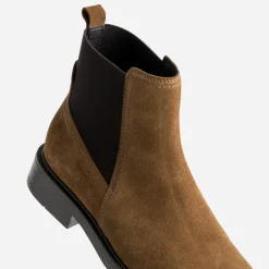 Chelsea boots camel cuir velours