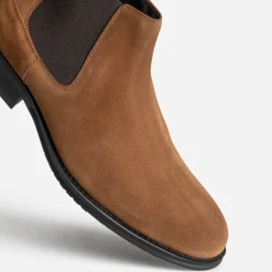 Chelsea boots camel cuir velours