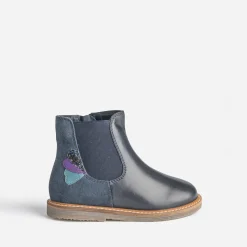 Chelsea boots éco-conçu BUGGY marine en cuir