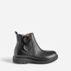 Chelsea boots éco-conçu BUGGY noir cuir décor cœurs