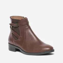 Chelsea boots ERAM FLEX cognac en cuir avec bride