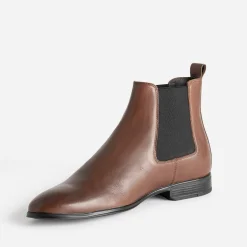 Chelsea boots marron en cuir