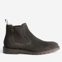 Chelsea boots marron foncé en cuir velours