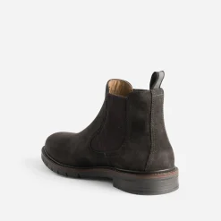Chelsea boots marron foncé en cuir velours