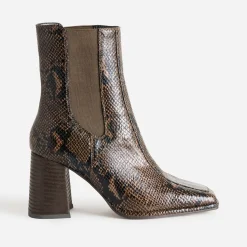 Chelsea boots marron imprimé effet python