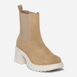 Chelsea boots TEXTO beige cuir velours