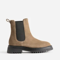 Chelsea boots TEXTO beige foncé en cuir velours