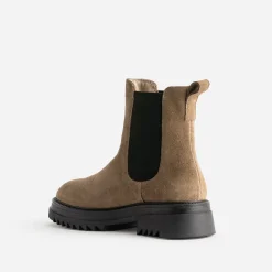 Chelsea boots TEXTO beige foncé en cuir velours