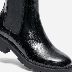 Chelsea boots TEXTO noir verni embossé effet python