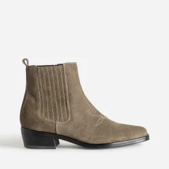 Chelsea boots TEXTO taupe cuir velours