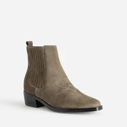 Chelsea boots TEXTO taupe cuir velours